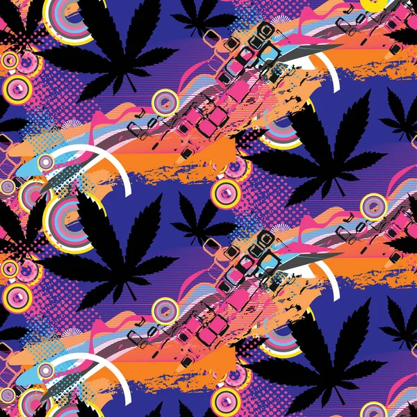 Schema Cannabis Illustrazione Vettoriale Schema Senza Soluzione Continuità Illustrazione Vettoriale — Vettoriale Stock