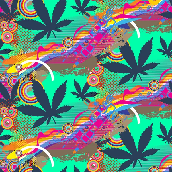 Patrón Cannabis Ilustración Vectorial Patrón Sin Costuras Ilustración Vectorial Adecuado — Archivo Imágenes Vectoriales