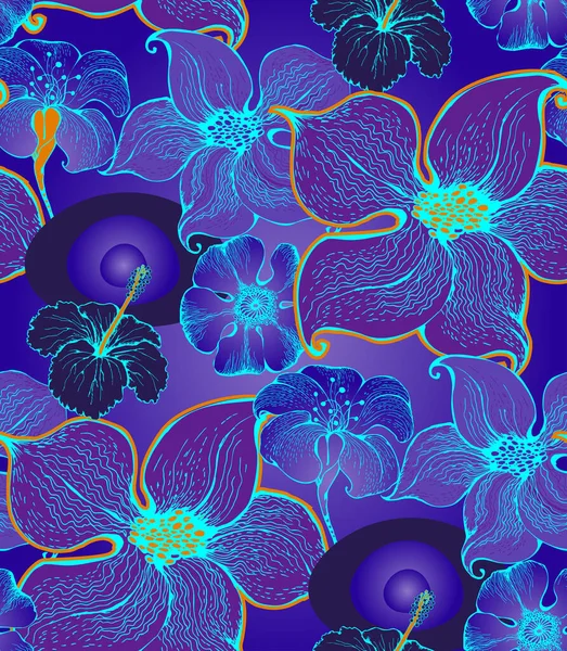 Des Fleurs Fantastiques Modèle Abstrait Sans Couture Illustration Vectorielle Convient — Image vectorielle