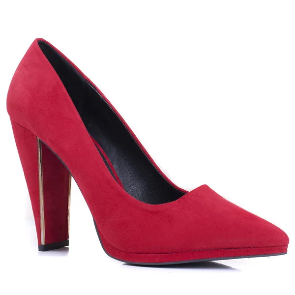 Sapatos femininos de salto alto vermelho no branco — Fotografia de Stock