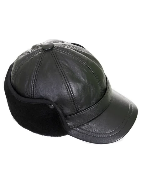 Pánská kožená čepice s bílým pozadím — Stock fotografie