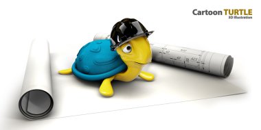 Happy sea turtle cartoon as foreman clipart