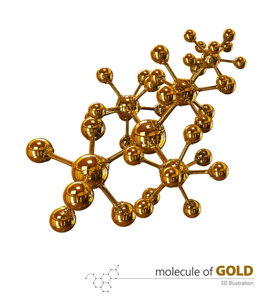 Ilustrație, Aur Molecule izolat fundal alb — Fotografie, imagine de stoc