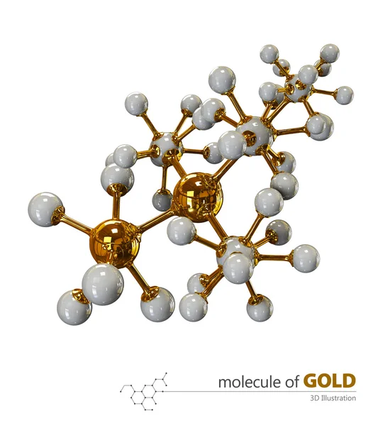 Ilustrație, Aur Molecule izolat fundal alb — Fotografie, imagine de stoc