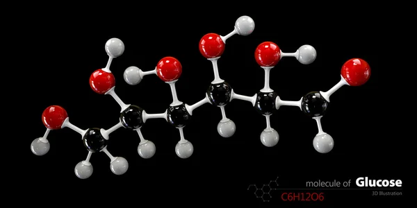 グルコース分子、球および棒モデル。グルコピラノース. — ストック写真