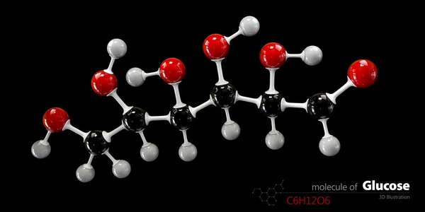 Glukosemolekül, Ball und Stick Modell. Glukopyranose. — Stockfoto