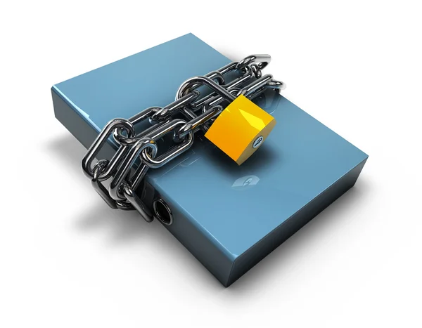 Folder locked by chains isolated over white. — Stock Photo, Image