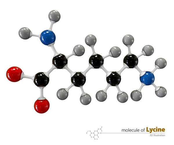 Illustration des Lycinmoleküls isoliert weißen Hintergrund — Stockfoto