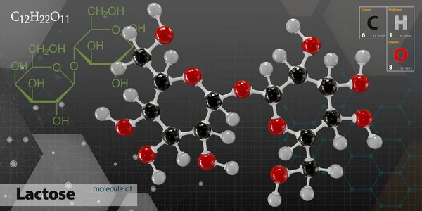 插图的乳糖分子分离深色背景 — 图库照片