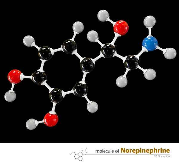 Ilustrație de norepinefrină Molecule izolate backgroun negru — Fotografie, imagine de stoc