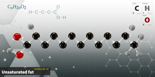 Illustration des ungesättigten Fettmoleküls isoliert grauen Hintergrund — Stockfoto