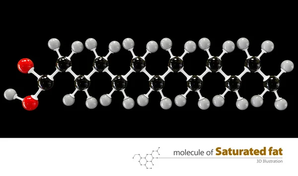 Ilustrație de grăsime saturată Molecule izolate fundal negru — Fotografie, imagine de stoc