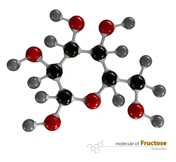 Illustration des Fruktose-Moleküls isolierter weißer Hintergrund — Stockfoto