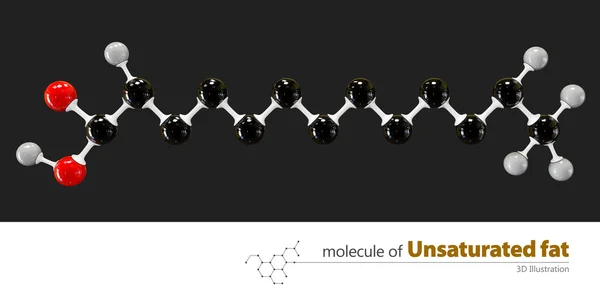 Ilustrație de grăsime nesaturată Molecule izolate backgrou negru — Fotografie, imagine de stoc