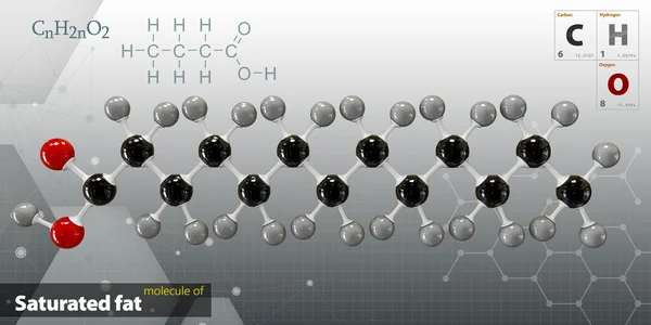 Ilustrace z nasycených tuků molekula izolované šedé pozadí — Stock fotografie