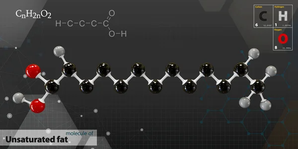 Ilustrace z nenasycených tuků molekula izolované šedé poza — Stock fotografie