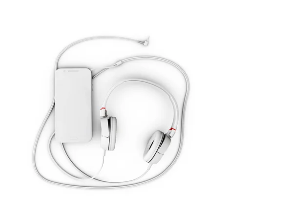 3D ilustracja widzenia najlepszych słuchawek i telefonu na białym tle — Zdjęcie stockowe