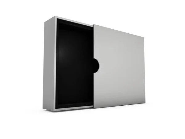 Ilustração de Realista branco aberto caixa em branco com sombras . — Fotografia de Stock
