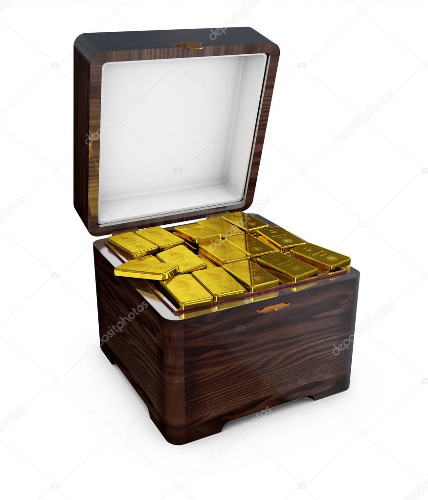 illustration of Gold bars in the box, Financial concept