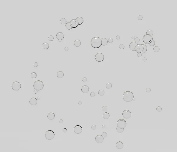 Illustration of water bubbles on gray background — Stock Photo, Image