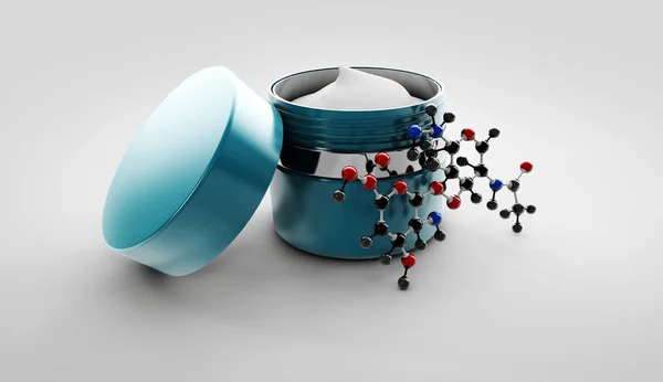 Illustration of hyaluronic acid cream on gray backround — Stock Photo, Image