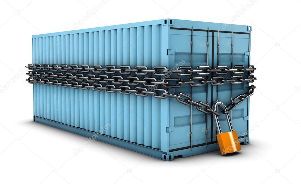 Illustration of locked container on white background