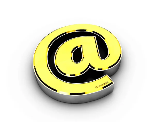 Illustrazione con simbolo e-mail in oro su sfondo bianco — Foto Stock