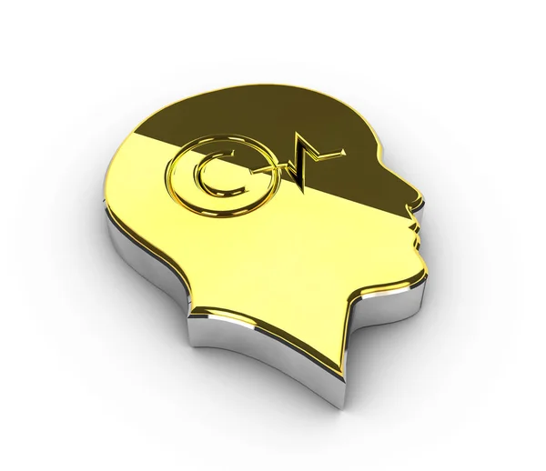 3d Illustration of gold Copyright symbol on white background — Stock Photo, Image