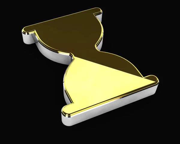 3D ilustracja złota czekać symbol na czarnym tle — Zdjęcie stockowe
