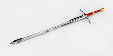 Ortaçağ şövalye kılıcı illüstrasyon izole teslim