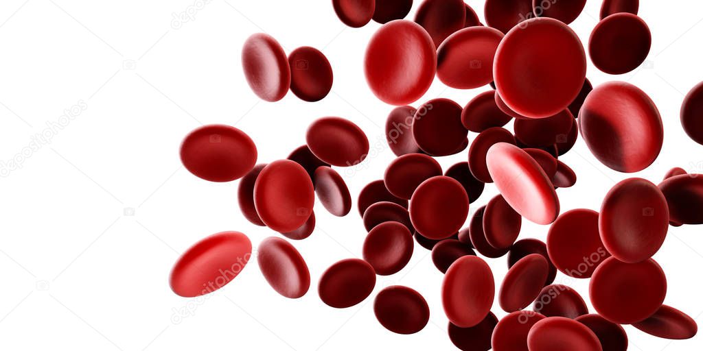 Illustration of Red blood cells flowing in a vein or artery