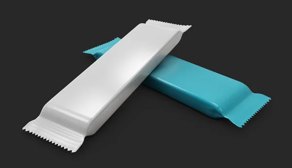 3D απεικόνιση του κενό πακέτο για κέικ ή σοκολάτα σε λευκό φόντο με αντανάκλαση — Φωτογραφία Αρχείου