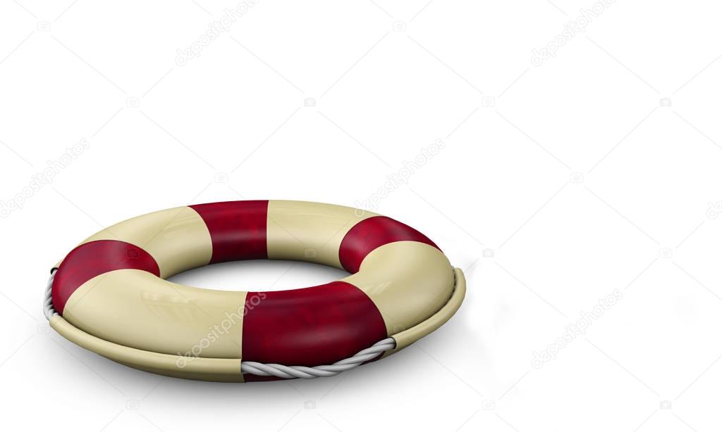 Life buoy isolated on white. High quality, detailed 3d illustration