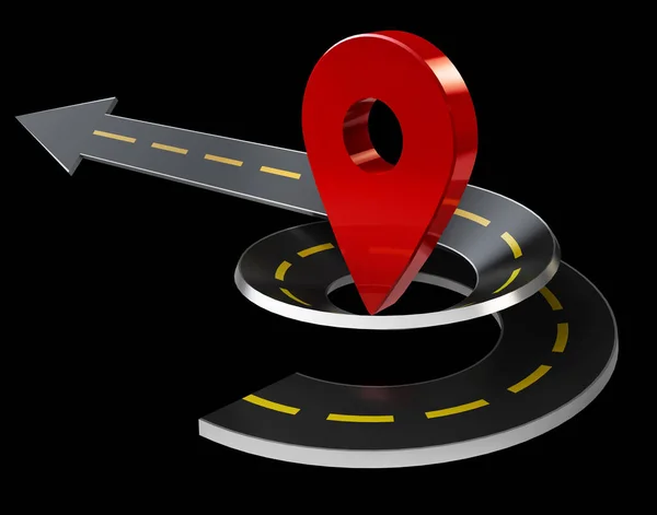Ilustración 3d de carretera curva con iconos GPS. Navegación —  Fotos de Stock