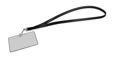 Boş adı bagde dantel mockup, 3d çizim. Düz boş namebadge pamuk bant ile alay etmek yukarıya.