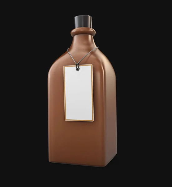 Ilustração 3d da garrafa de vidro marrom Mockup, cor mutável da garrafa, preto isolado — Fotografia de Stock