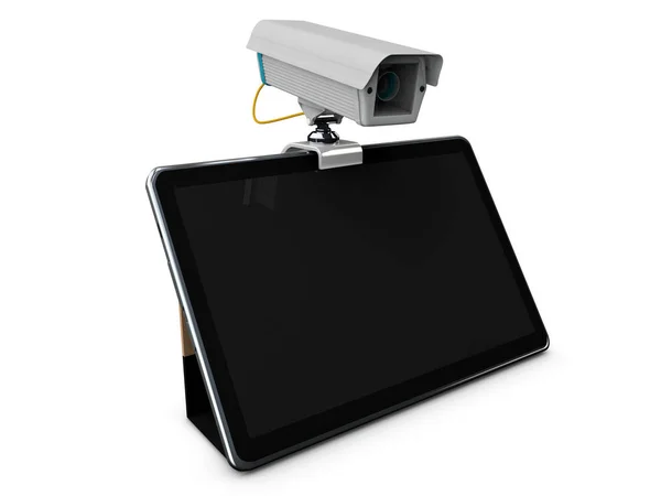 Cctv ve tablet mobil uygulama 3D çizimi — Stok fotoğraf