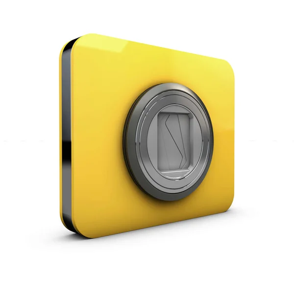 3d ilustração de ícones da câmera amarela no fundo branco — Fotografia de Stock
