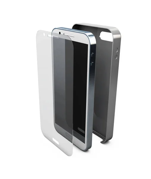 Blank och vit telefon fallet. 3D illustration — Stockfoto