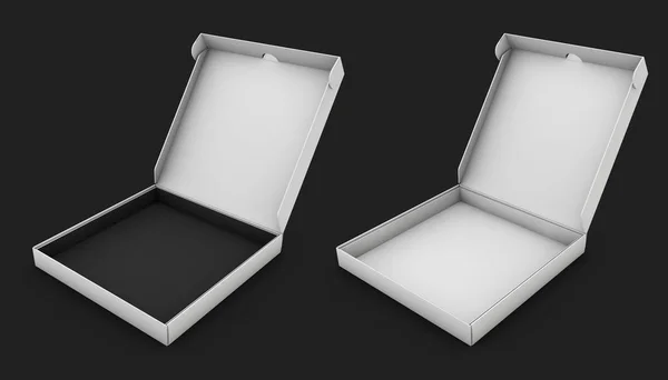 Ilustração 3D de caixas de livros vazias realistas, preto isolado — Fotografia de Stock