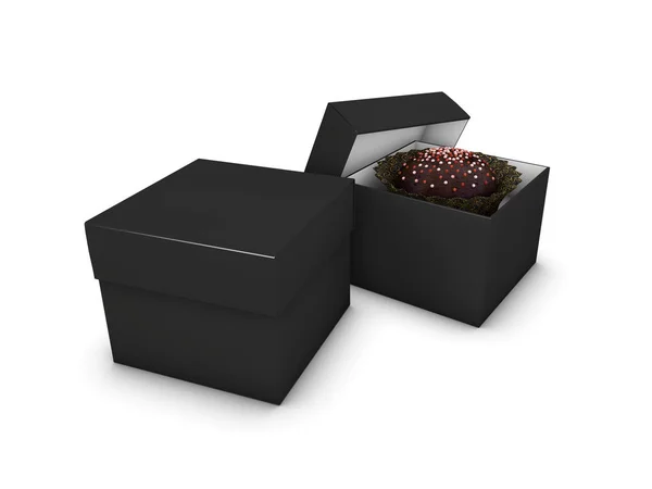 3D-Illustration von offenen und geschlossenen Pappschachteln oder Kuchen auf weißem Hintergrund — Stockfoto