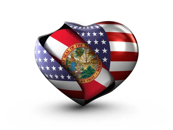 USA State Florida flag on white background. 3d Illustration.