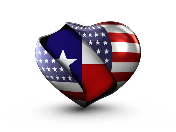 USA State Texas flag on white background. 3d Illustration.