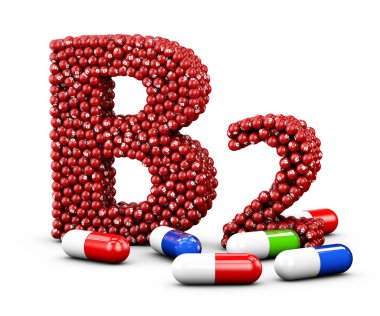 3D çizim mektubu B2 vitamini yaptı. İzole beyaz.