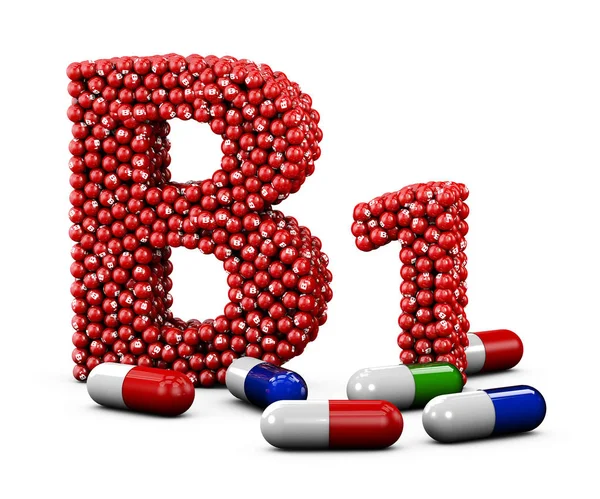 3D çizim mektup B1 vitamini ile yaptı. İzole beyaz. — Stok fotoğraf