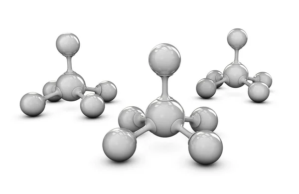 Структура серой молекулы 3D иллюстрация, изолированный белый — стоковое фото