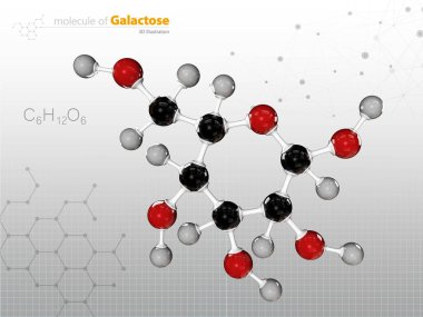 Galaktoz şeker molekülü Illustration. Süt ve süt ürünlerinde mevcut.