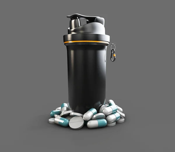 3d Illustrazione di Smartshacke realistico senza etichetta con pillole e capsule, isolato su sfondo scuro . — Foto Stock