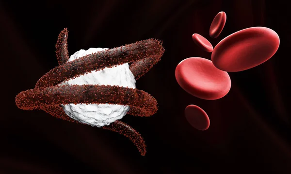 Ebola Virus a krevních buněk. Návrh šablony, 3d obrázek — Stock fotografie