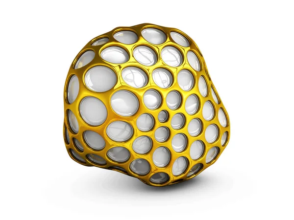 Abstrato 3d ilustração esfera wireframe ouro. branco isolado — Fotografia de Stock